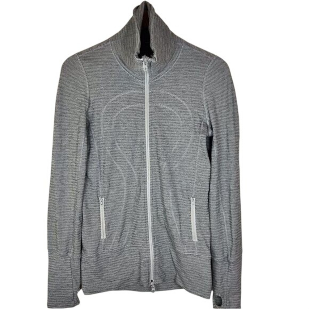 Lululemon In Stride Jacket Womens 4 Heathered Grey Thumbholes Active Athleisure